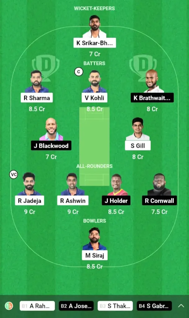 IND vs WI Today Dream11 Team Captain and Vice Captain